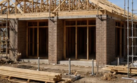 House frame under construction captured by an Away Site Vision camera
